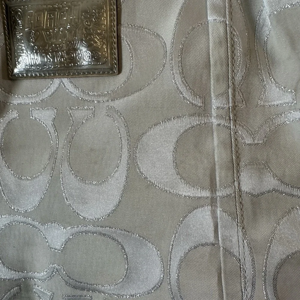 COACH Poppy Signature Metallic Glam Tote Shoulder Bag Purse 16289
